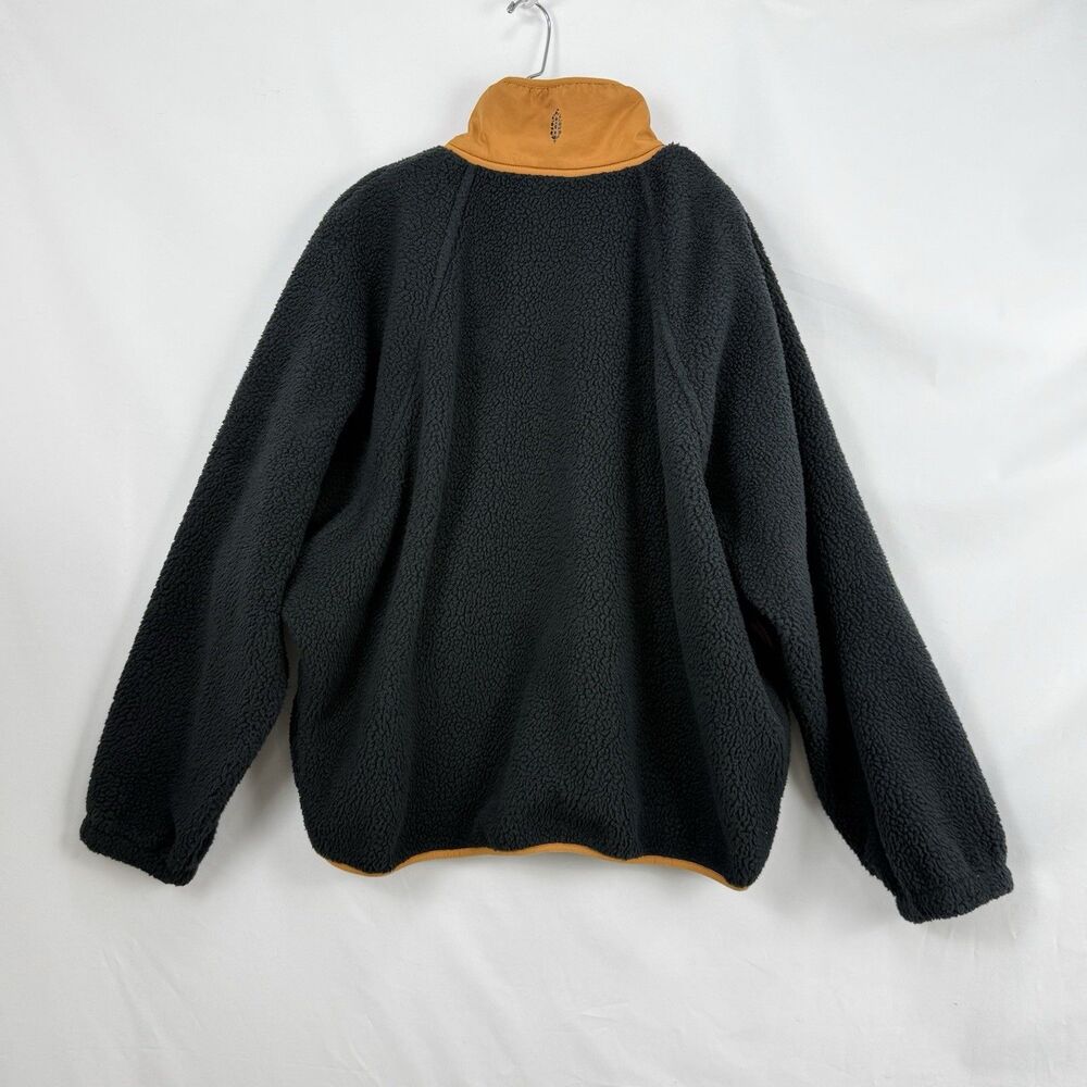 Free People Hit The Slopes Colorblock Pullover Fleece Womens XL Black & Tan - Picture 5 of 16